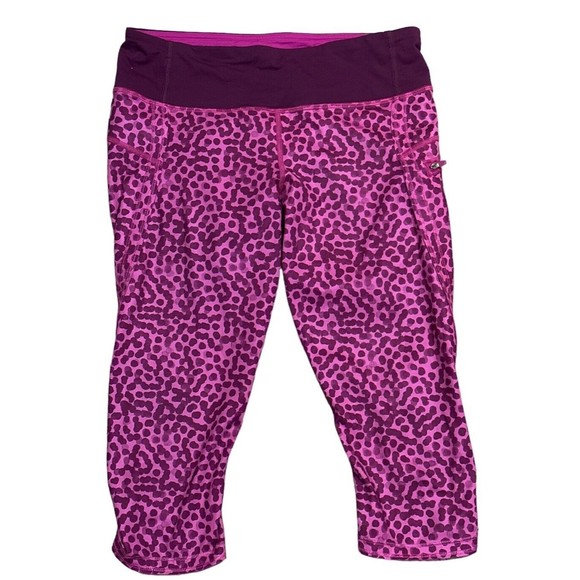 Lululemon Run Top Speed Jewelled Magenta Crop Leggings Womens Pink Purple Size 8 - Picture 1 of 5